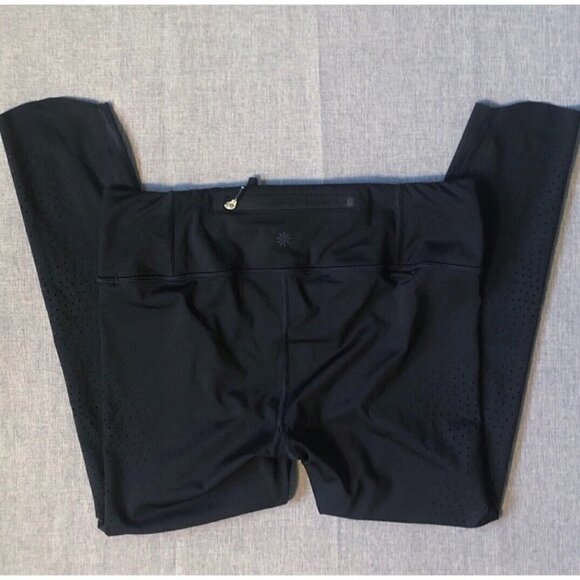 Athleta Sz S Black Laser Cut Out Perforated Capri Cropped Pants Leggings - Picture 12 of 15